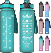 1L Water Bottle with Straw, Time Markings & Filter | BPA-Free Sports Water Bottle for Running, Gym, 