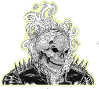 Image 1 of 4" Dan Ketch Ghost Rider glow-in-the-dark sticker 