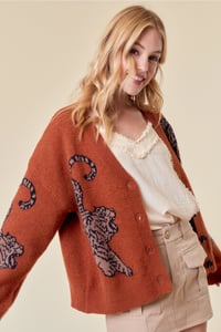 Image 1 of Tiger Printed Sweater Cardigan 