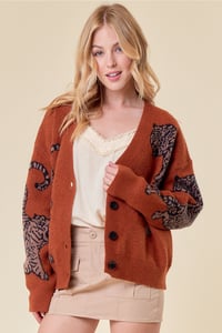 Image 3 of Tiger Printed Sweater Cardigan 