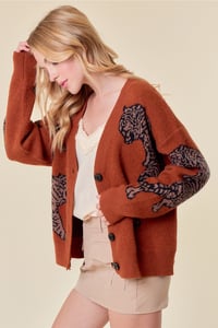 Image 5 of Tiger Printed Sweater Cardigan 