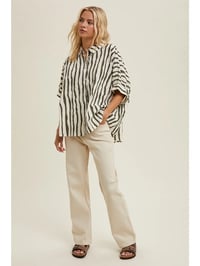 Image 2 of Striped oversized cassidy blouse