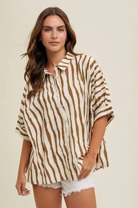 Image 1 of Striped oversized cassidy blouse