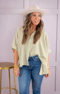 Image 2 of Striped Oversized Boxy Blouse