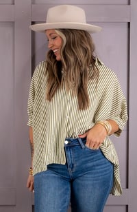 Image 3 of Striped Oversized Boxy Blouse