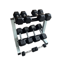 pair of 5, 10, 15, 20, 25lb Rubber Hex Dumbbell with Rack