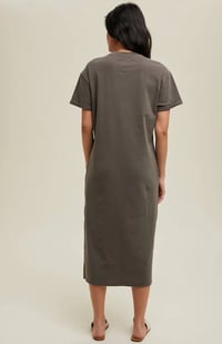 Image 4 of Basic Knit Midi Tee Dress with Slit 