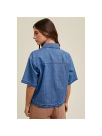 Image 3 of Denim Button-Up Shirt with Pocket 