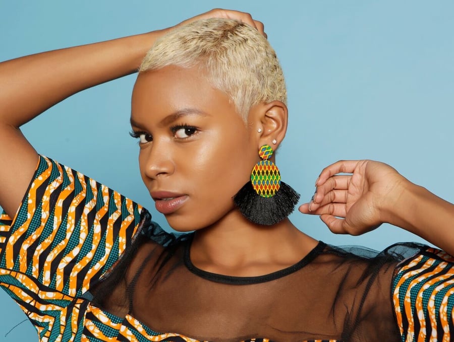 Image of Ankara fringe earrings 