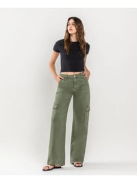 Image 2 of High Rise Utility Cargo Wide Jeans 