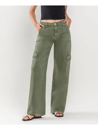 Image 1 of High Rise Utility Cargo Wide Jeans 