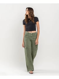 Image 4 of High Rise Utility Cargo Wide Jeans 