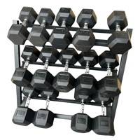 New pair of 30,35,40,45,50,55,60lb rubber dumbbells + rack.