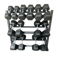 New pair of 20,25,30,35,40,45,50lb rubber dumbbells + rack.