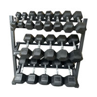 New pair of 5,10,15,20,25,30,35,40,45lb rubber dumbbells + rack.