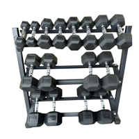 New pair of 5,10,15,20,25,30,35,40lb  rubber dumbbells + rack. All new in box