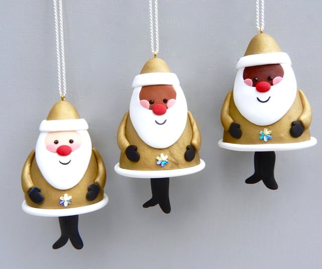 Image of 🎅🏻🎅🏽🎅🏿New 2024 Anniversary Antique Gold Dangly Santa🎅🏿🎅🏽🎅🏻