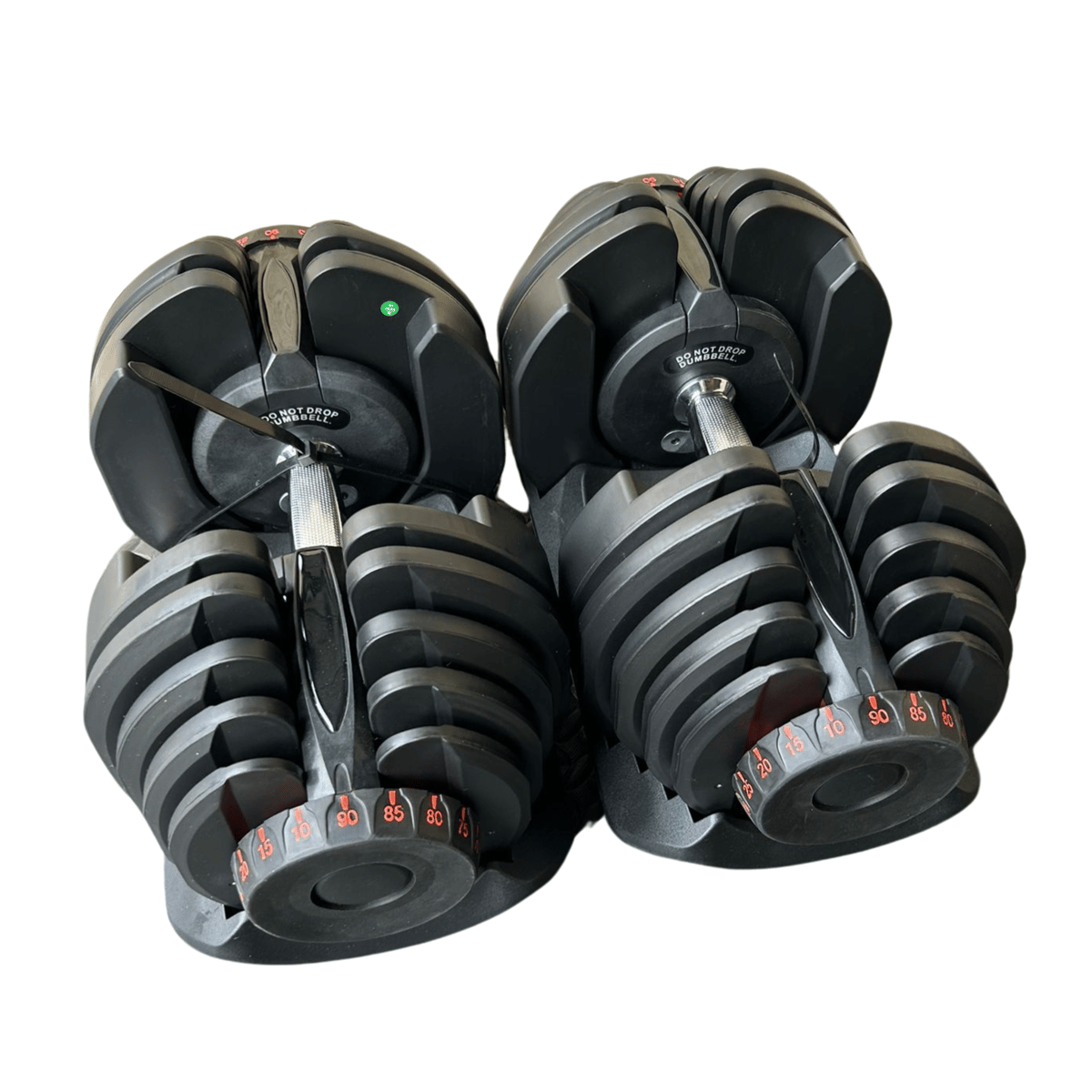 Pair of 10 to 90 lb adjustable dumbbells
