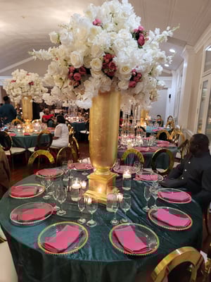 Image of Gold  flower planter  vase 100 cm tall