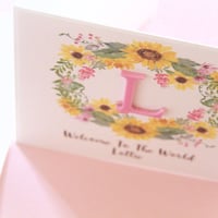 Image 5 of Handmade Baby Girl Card. Personalised Baby Name Card. 2 Designs.