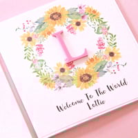 Image 2 of Handmade Baby Girl Card. Personalised Baby Name Card. 2 Designs.