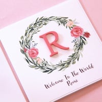 Image 6 of Handmade Baby Girl Card. Personalised Baby Name Card. 2 Designs.