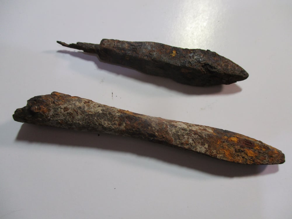 This Lot Consists of TWO  Very Heavy Early Roman Spear Points 