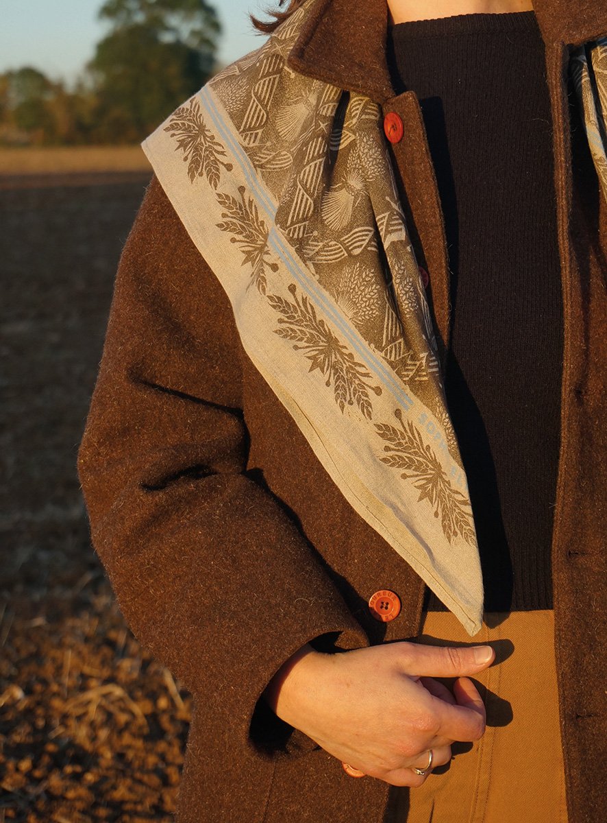 Image of Harvest Festival Scarf - Flax + Peat - Block Printed