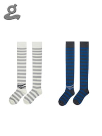 Image 1 of Striped Knee High Socks Blue/ Grey