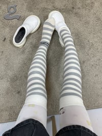 Image 2 of Striped Knee High Socks Blue/ Grey