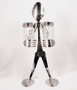 Image of Salt and Pepper Holder - Spoon - Forked Up Art