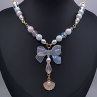 Image 1 of Ethereal Mermaid Bow Clam Shell Necklace