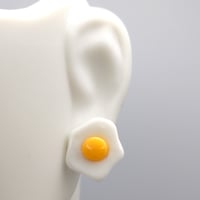 Image 1 of Cute Silly Fried Egg Stud Earrings