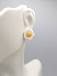 Image 3 of Cute Silly Fried Egg Stud Earrings