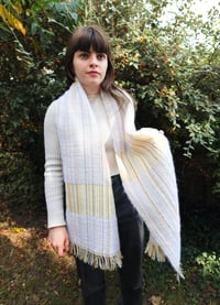 Image 2 of Woven mohair waffle & stripe scarf