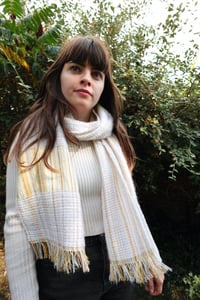 Image 3 of Woven mohair waffle & stripe scarf
