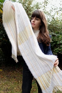 Image 4 of Woven mohair waffle & stripe scarf