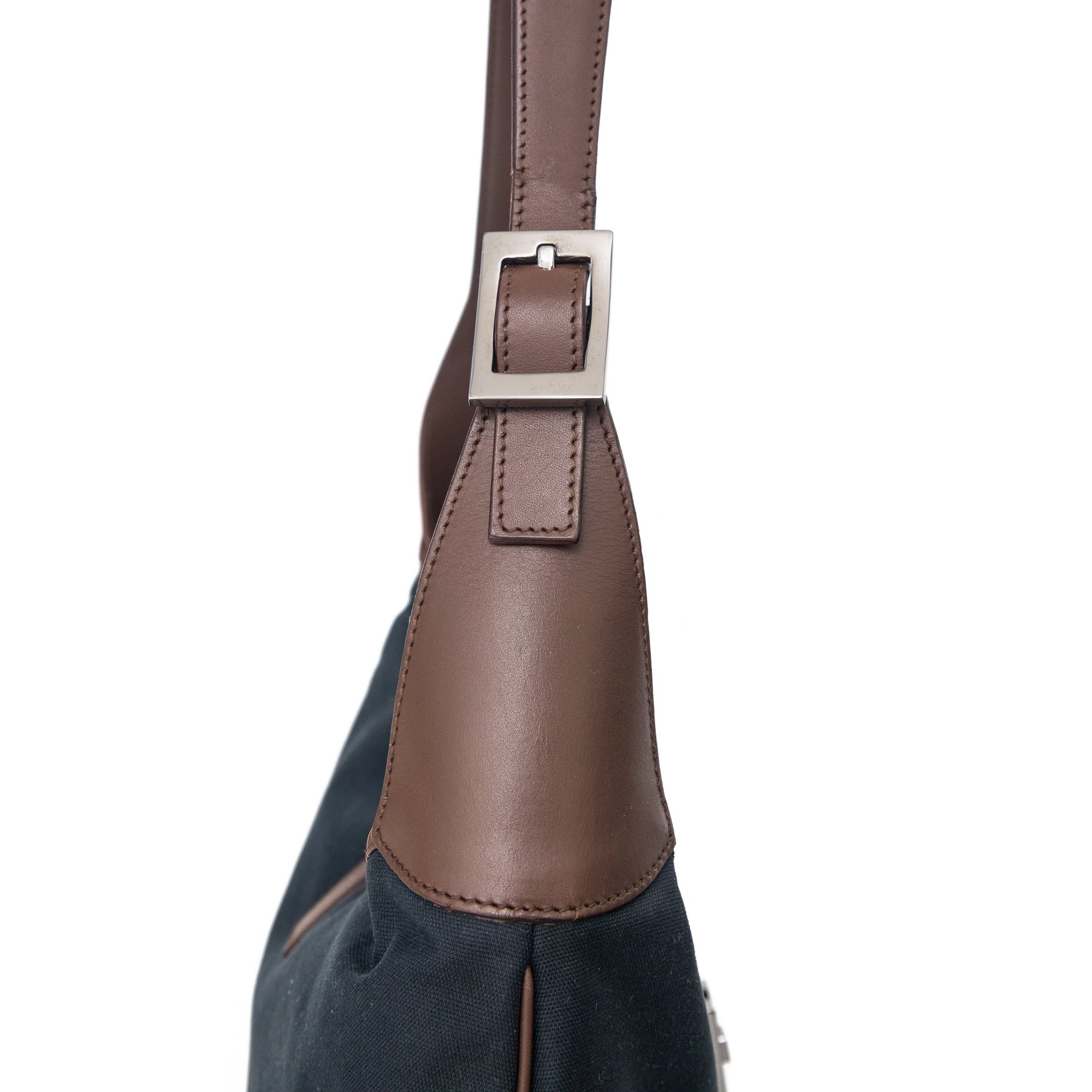 Image of Gucci Jackie Navy Canvas Brown Leather Shoulder Bag 