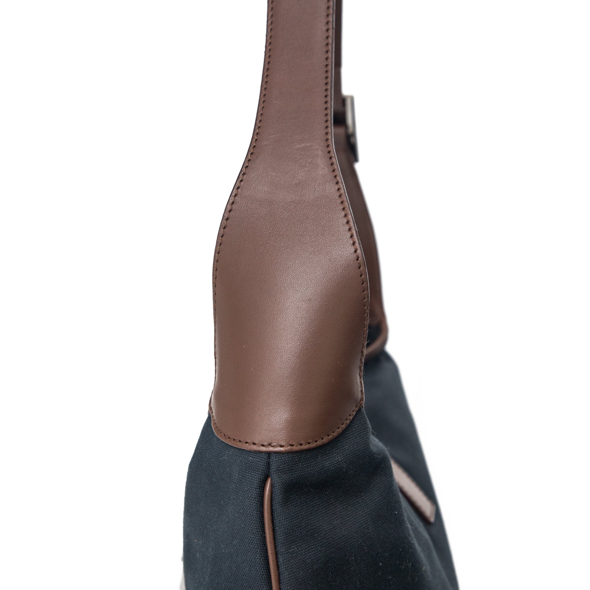 Image of Gucci Jackie Navy Canvas Brown Leather Shoulder Bag 
