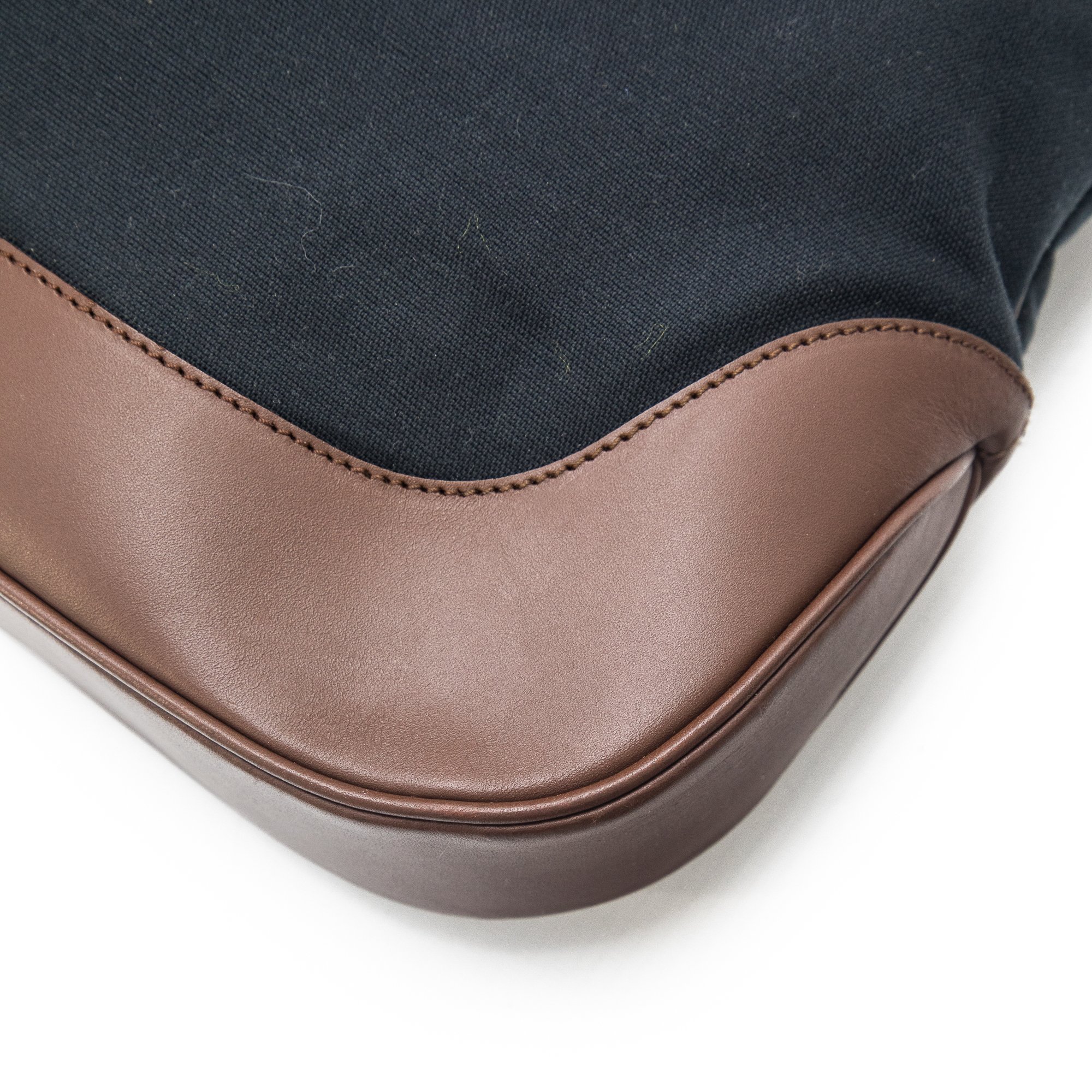 Image of Gucci Jackie Navy Canvas Brown Leather Shoulder Bag 