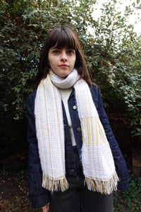Image 5 of Woven mohair waffle & stripe scarf
