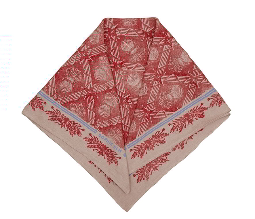Image of Harvest Festival Scarf - Plaster + Poppy - Block Printed