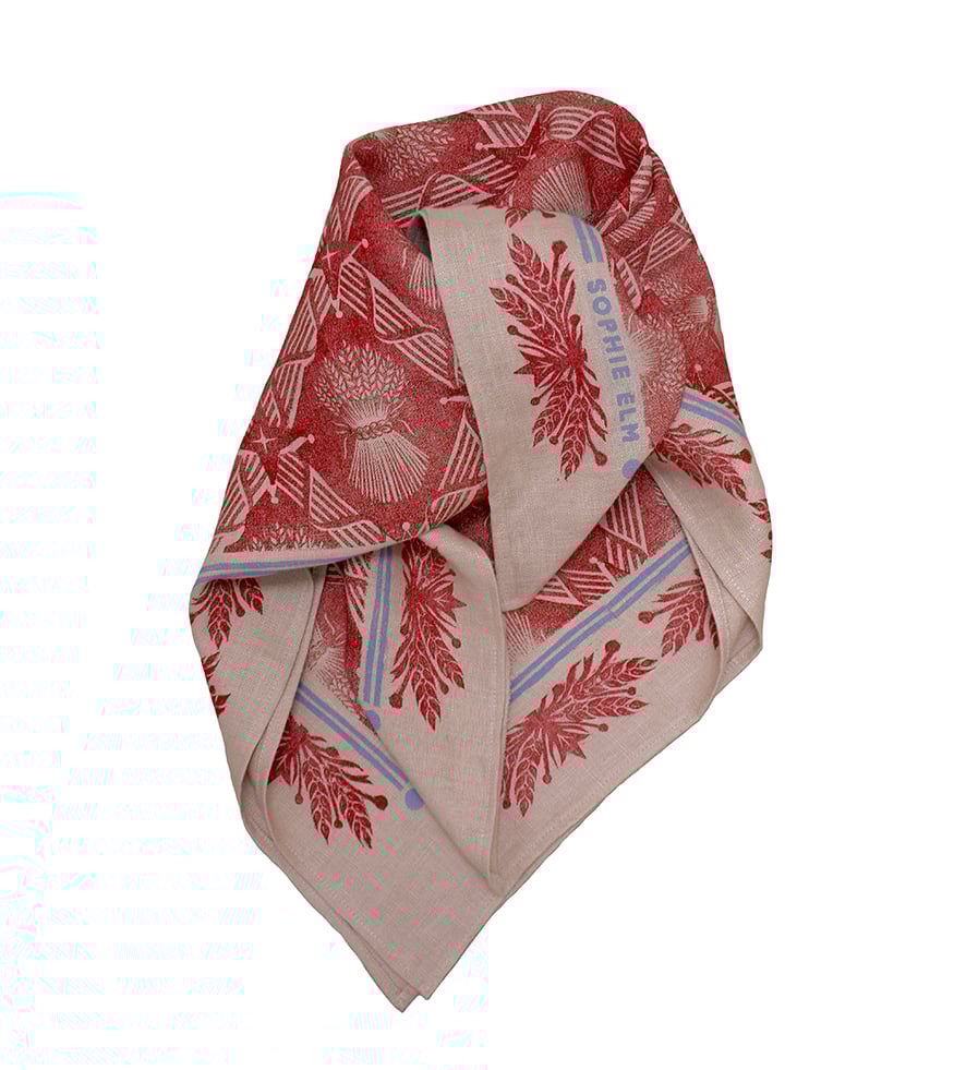 Image of Harvest Festival Scarf - Plaster + Poppy - Block Printed