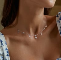 Image 1 of Sparkling Tassel Clavicle Necklace (real 925 Sterling Silver)