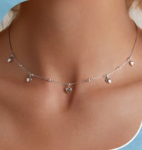 Image 1 of Heart Tassel Clavicle Necklace (real 925 Sterling Silver )