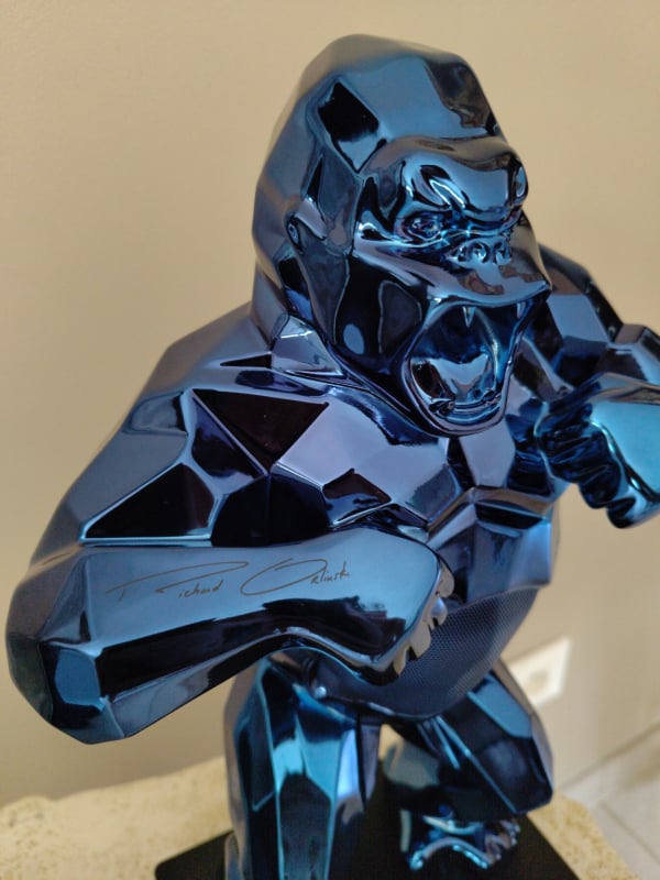 Richard Orlinski RARE Kiwikong Enceinte Bleu Métal Chromé Numérotée Valise Cabine