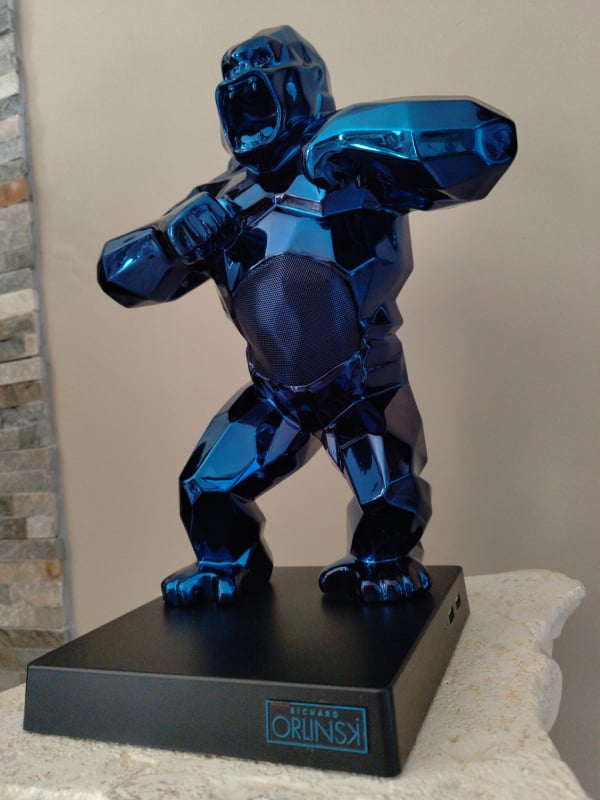 Richard Orlinski RARE Kiwikong Enceinte Bleu Métal Chromé Numérotée Valise Cabine