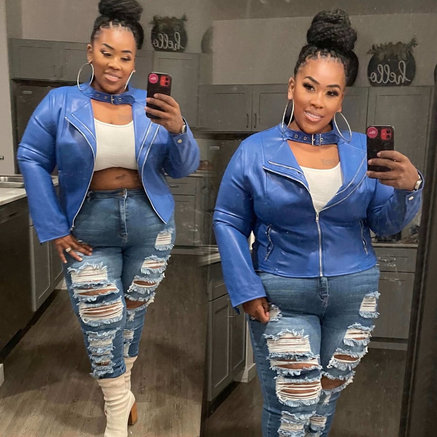 Image of 3pack PLUS SIZE STRETCH BIKER JACKET-ROYAL BLUE