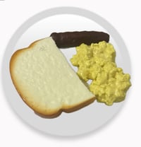 Image 1 of Sausage link, Scrambled Eggs and half Slice of bread