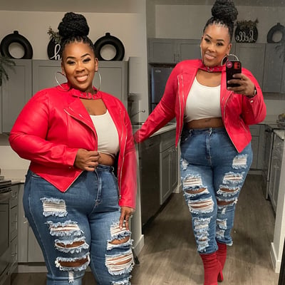 Image of 3pack PLUS SIZE STRETCH BIKER JACKET-RED